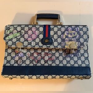 Gucci Navy and Cream Monogram Bag as pictured